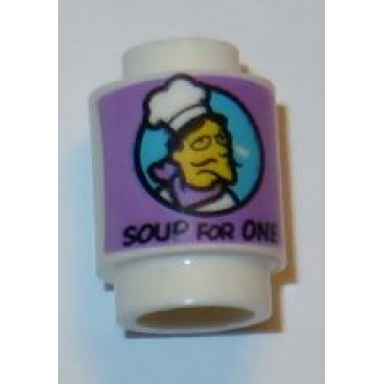 white brick round 1 x 1 with chef and soup for one pattern