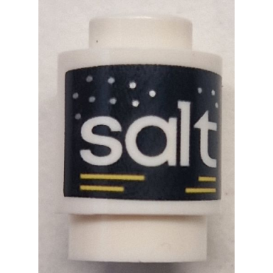 white brick round 1 x 1 with yellow lines and white salt and spots on black background pattern
