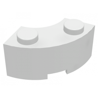white brick round corner 2 x 2 macaroni with stud notch