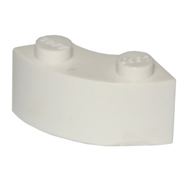 white brick round corner 2 x 2 macaroni without stud notch