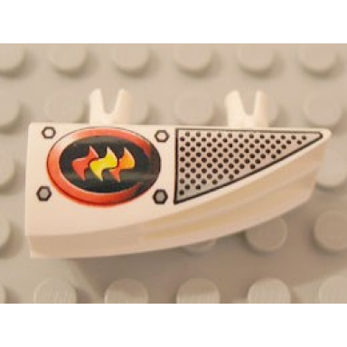 white vehicle fairing 1 x 4 side flaring intake with 2 pins with firefighter pattern right
