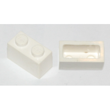white brick 1 x 2 without bottom tube