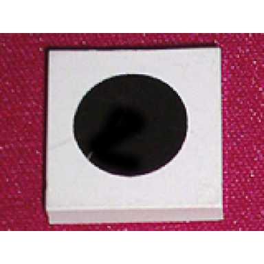 white tile 2 x 2 without groove with black circle small pattern