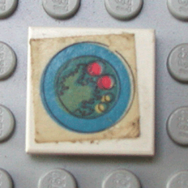 white tile 2 x 2 without groove with blue circle plate green mass 2 red spots 2 yellow spots pattern sticker - set 263-1