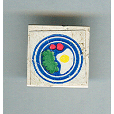white tile 2 x 2 without groove with blue circle plate fried egg 2 red spots pattern sticker - set 269