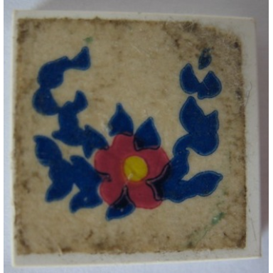 white tile 2 x 2 without groove with flower and blue leaves pattern sticker - set 270-2