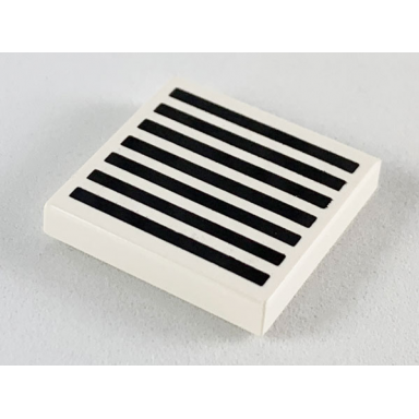 white tile 2 x 2 with black grille with 7 lines pattern