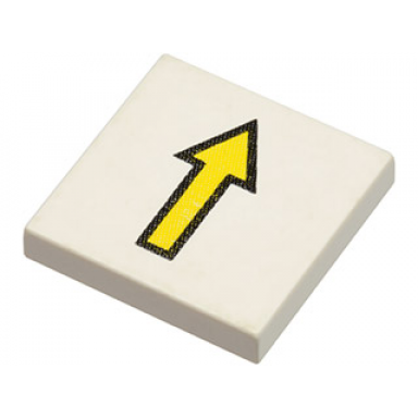 white tile 2 x 2 with arrow thin yellow with black border pattern