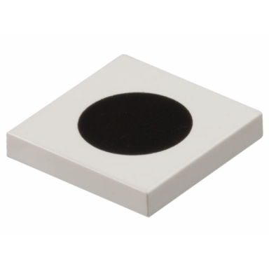 white tile 2 x 2 with black circle small pattern