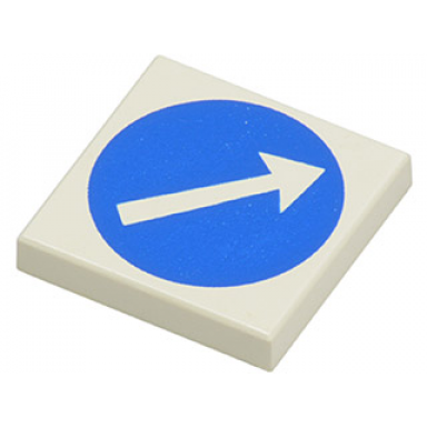 white tile 2 x 2 with arrow on blue circle pattern