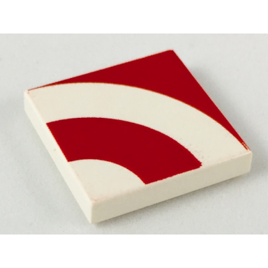 white tile 2 x 2 with red quarter rings pattern