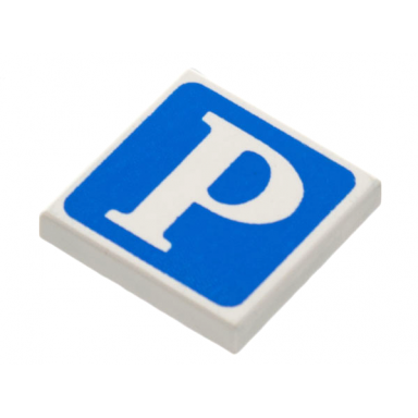 white tile 2 x 2 with capital letter p on blue background pattern