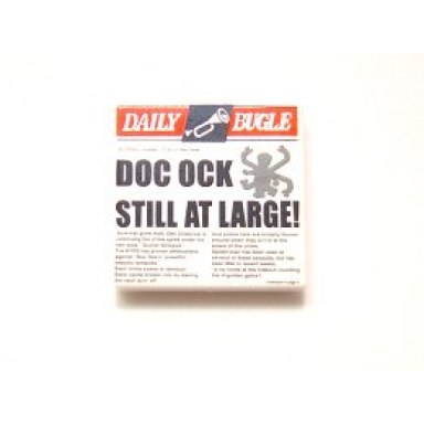 white tile 2 x 2 with newspaper daily bugle and doc ock still at large! pattern