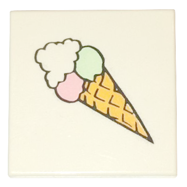 white tile 2 x 2 with ice cream cone pattern