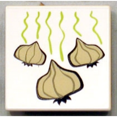 white tile 2 x 2 with garlic pattern
