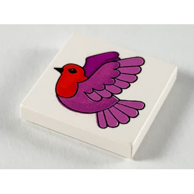 white tile 2 x 2 with bird pattern