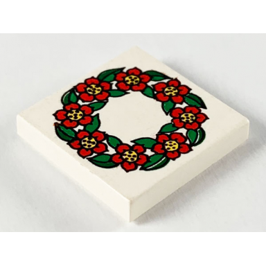 white tile 2 x 2 with flower ring pattern