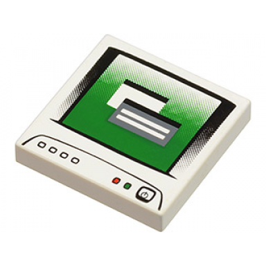 white tile 2 x 2 with computer monitor with dark bluish gray icon power switch pattern