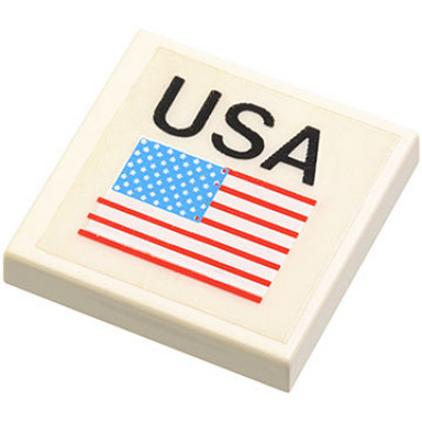 white tile 2 x 2 with usa and us flag pattern sticker - set 1682