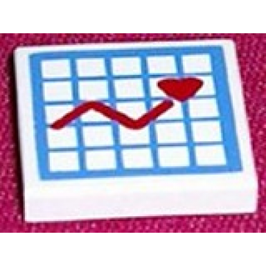 white tile 2 x 2 with hospital graph with heart pattern sticker - sets 5874 5875 5876