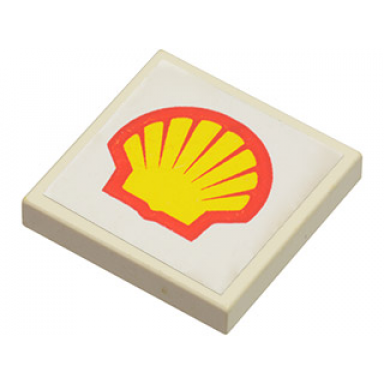 white tile 2 x 2 with shell logo pattern sticker - set 6378