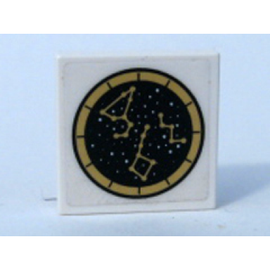 white tile 2 x 2 with map stars and constellations pattern sticker - set 5378