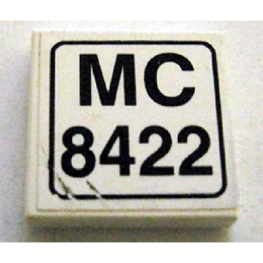 white tile 2 x 2 with mc 8422 pattern sticker - set 8422