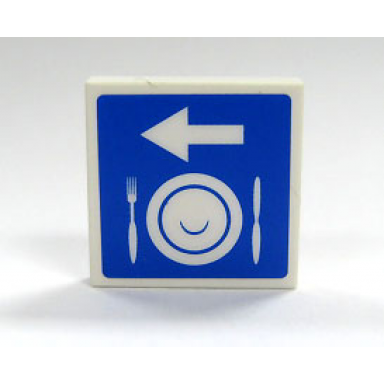 white tile 2 x 2 with arrow plate and silverware pattern sticker - set 7997