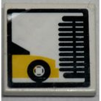 white tile 2 x 2 with car wash brush pattern sticker - set 7993