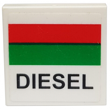 white tile 2 x 2 with red and green stripe black diesel pattern sticker - set 7993