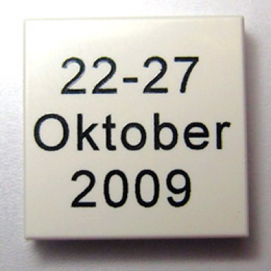 white tile 2 x 2 with 22-27 oktober 2009 pattern
