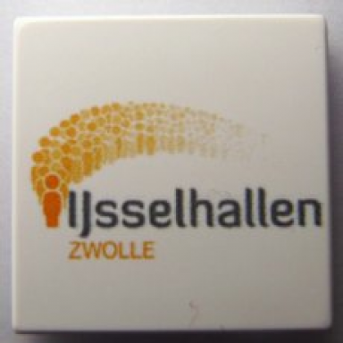 white tile 2 x 2 with ijsselhallen logo pattern