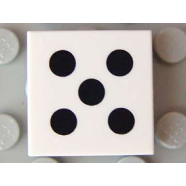 white tile 2 x 2 with 5 black dots pattern