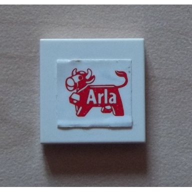 white tile 2 x 2 with arla dairy logo pattern sticker - set 1581
