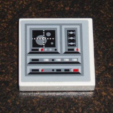 white tile 2 x 2 with sw star destroyer control panel pattern starboard side sticker - set 6211