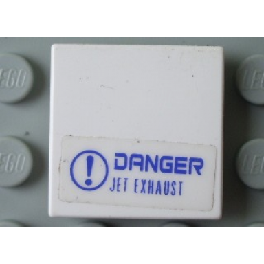 white tile 2 x 2 with danger jet exhaust pattern sticker - set 7700