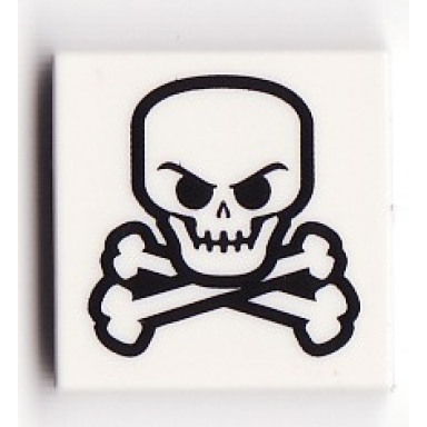 white tile 2 x 2 with skull and crossbones pattern
