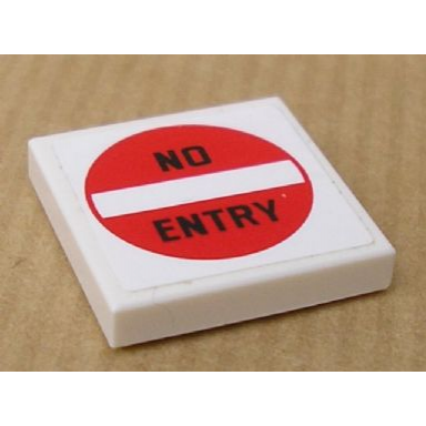 white tile 2 x 2 with no entry pattern sticker - set 8147