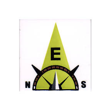 white tile 2 x 2 with compass east e in lime pointer pattern