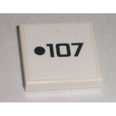 white tile 2 x 2 with black dot and 107 pattern sticker - set 8211