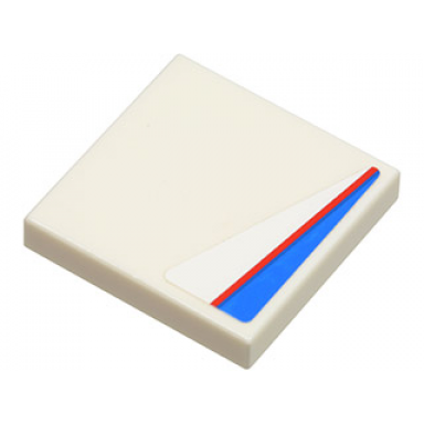 white tile 2 x 2 with red line on blue and white pattern model left side sticker - set 8125