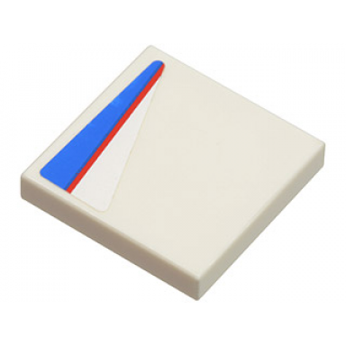 white tile 2 x 2 with red line on blue and white pattern model right side sticker - set 8125