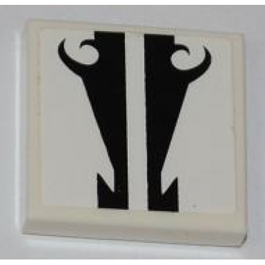 white tile 2 x 2 with black decorative lines on white background pattern sticker - set 8198