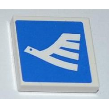 white tile 2 x 2 with white airline bird on blue background pattern model left side sticker - set 3182