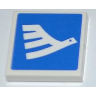white tile 2 x 2 with white airline bird on blue background pattern model right side sticker - set 3182