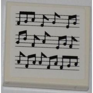 white tile 2 x 2 with music notes pattern sticker - sets 3818 70812
