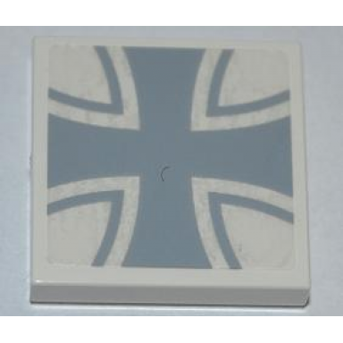 white tile 2 x 2 with iron cross pattern sticker - set 7198