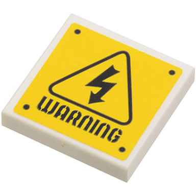 white tile 2 x 2 with electricity danger sign warning and rivets pattern sticker - set 75920