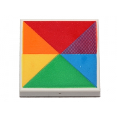 white tile 2 x 2 with 6 triangles in rainbow colors pattern