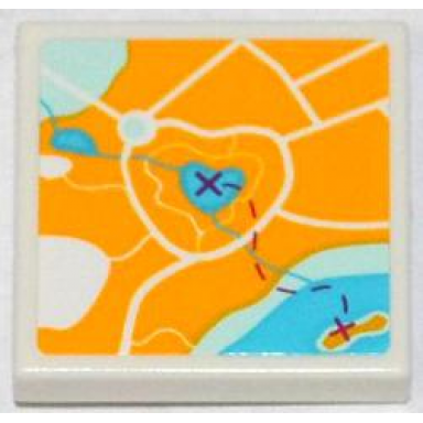 white tile 2 x 2 with map heartlake city pattern sticker - set 3063